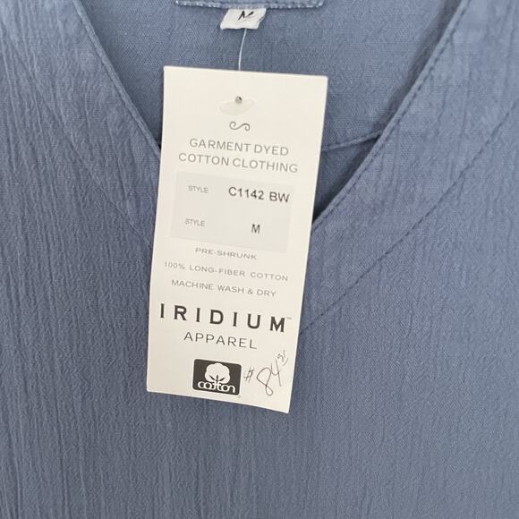 Iridium Minimalist Cotton Midi Tank Dress Gray Blue Crinkle Knit NWT M Lagenlook - Picture 5 of 7